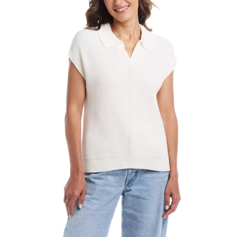 Weatherproof XL Ivory Knit Polo Sweater